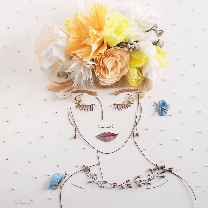 co gai ve tranh bang hoa anh 6