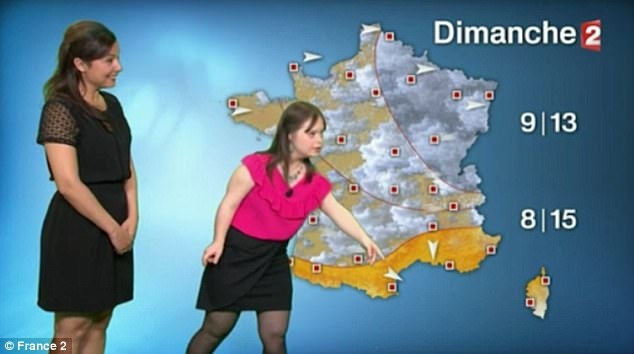 Co gai Down dan ban tin thoi tiet hinh anh