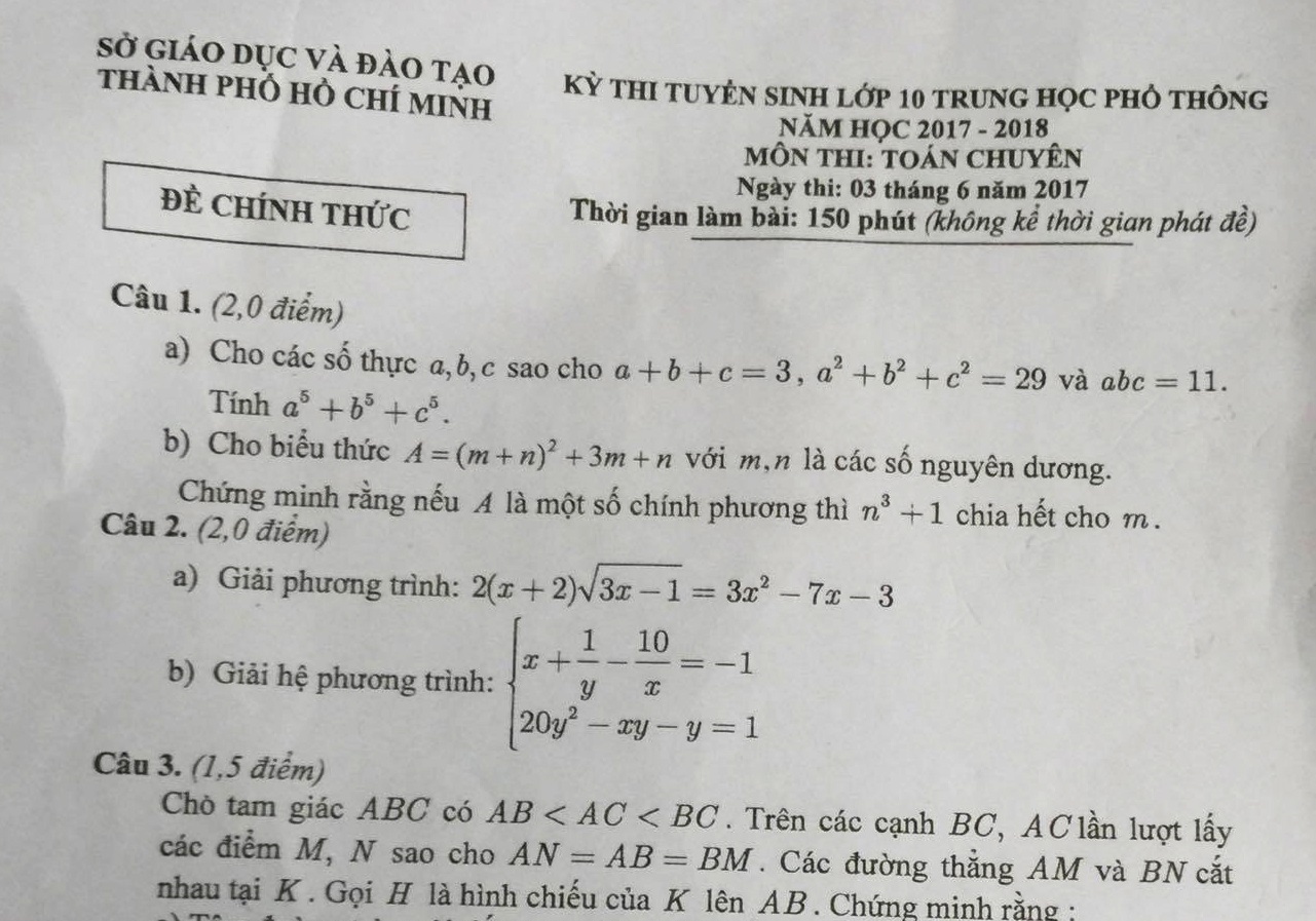 De thi mon chuyen vao lop 10 tai TP.HCM hinh anh