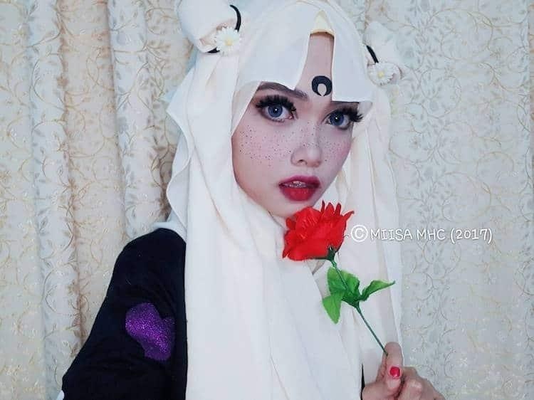 9X Malaysia hoa trang tai tinh voi khan trum dau truyen thong hinh anh