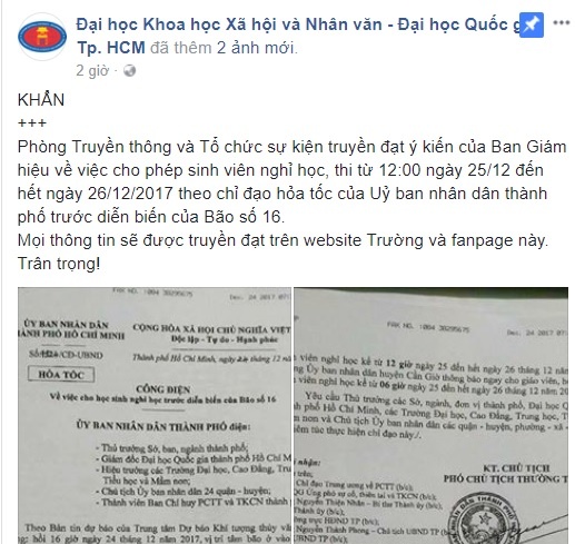 hoc sinh TPHCM nghi hoc tranh bao Tembin anh 1