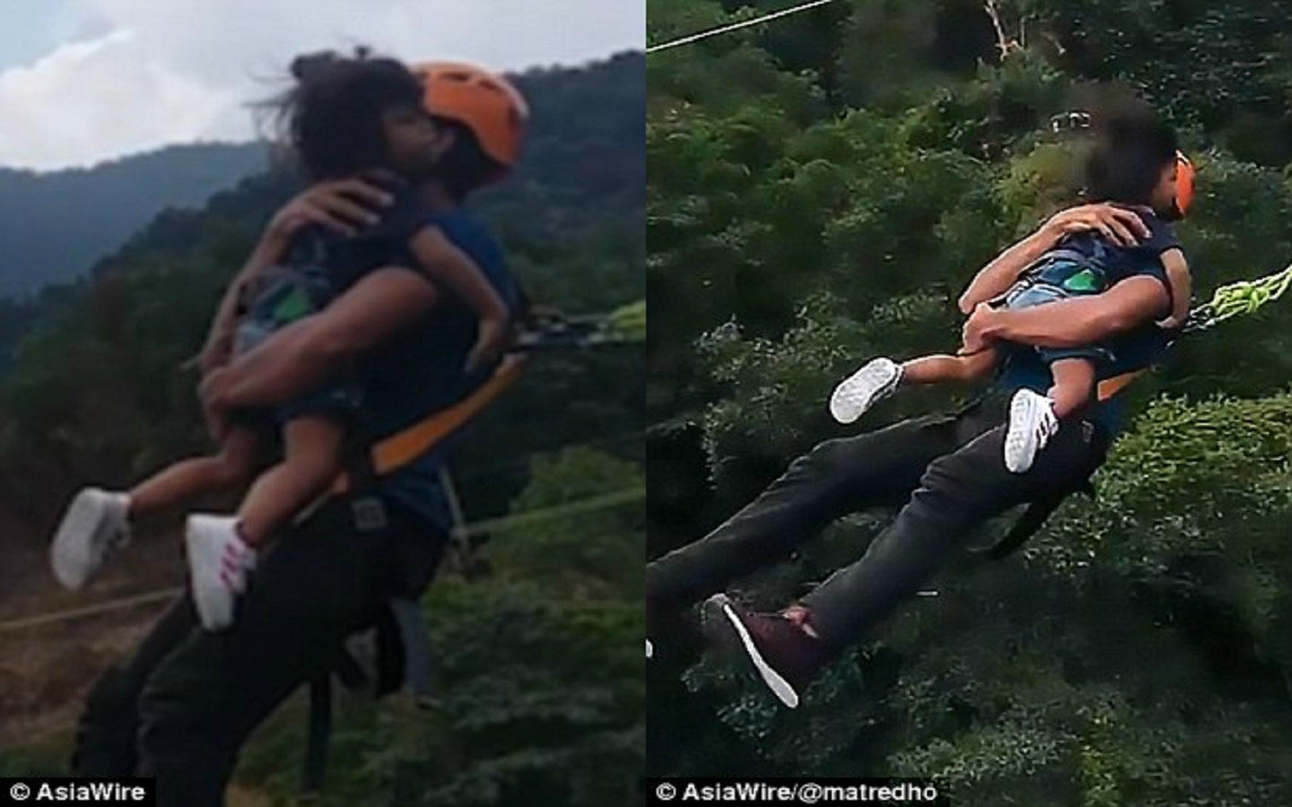 Hai cha con nhay bungee tu do cao 60 m hinh anh