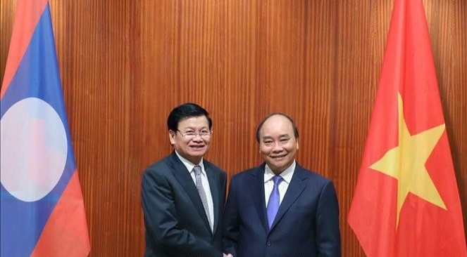 Thu tuong Nguyen Xuan Phuc hoi dam Thu tuong Lao Thongloun Sisoulith hinh anh
