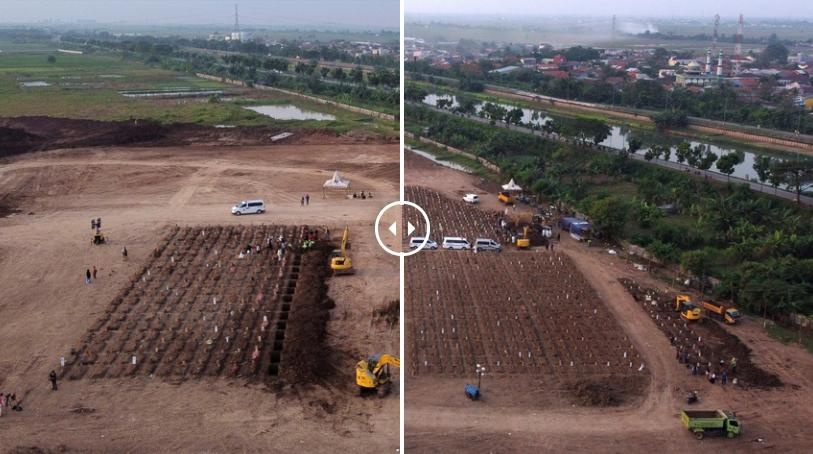 Buc anh nghia trang lot ta tinh hinh dich benh o Indonesia hinh anh