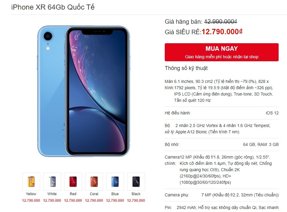 giá iPhone XR xách tay ảnh 1 gia iPhone XR xach tay anh 1