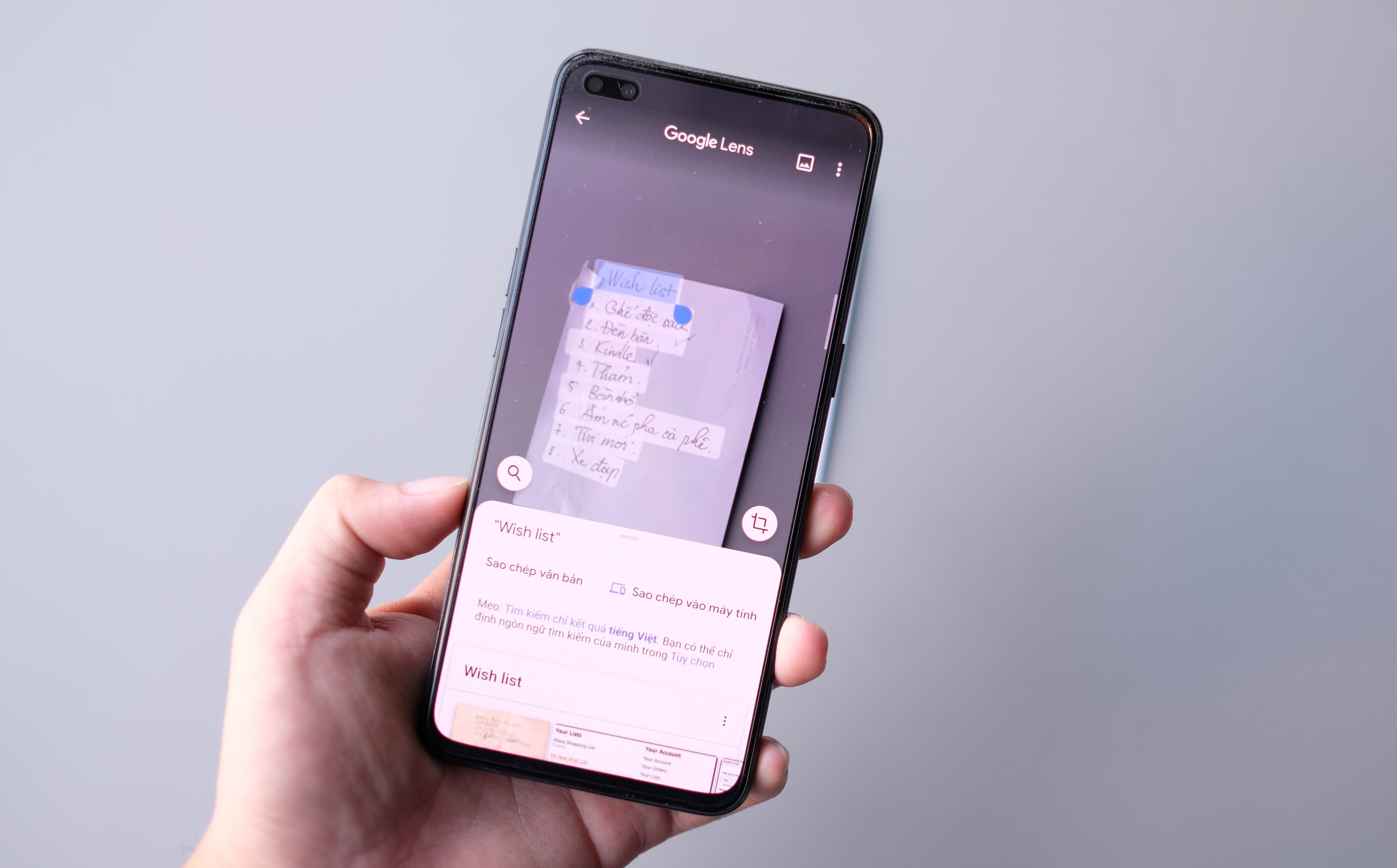 Google Lens copy tai lieu giay len laptop anh 1
