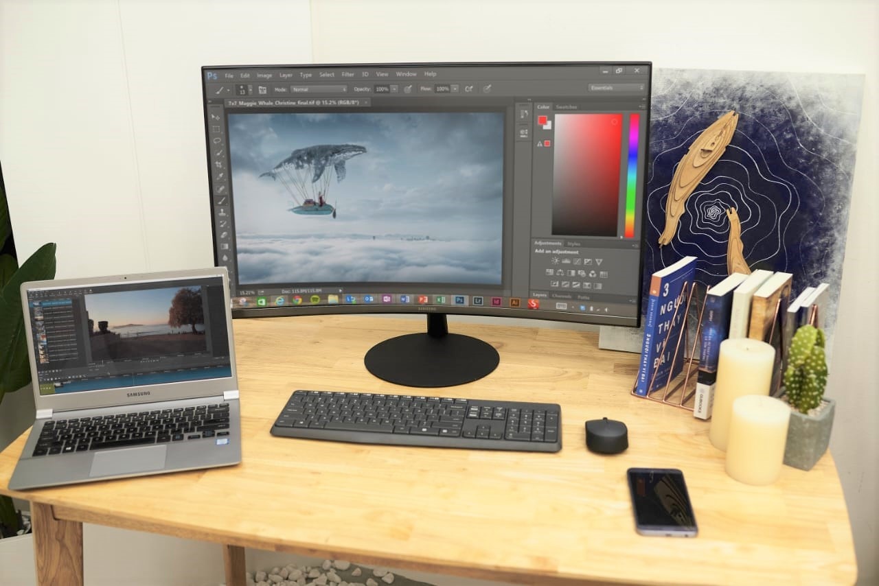 Samsung ra mat man hinh cong T55, gia duoi 6,5 trieu dong hinh anh