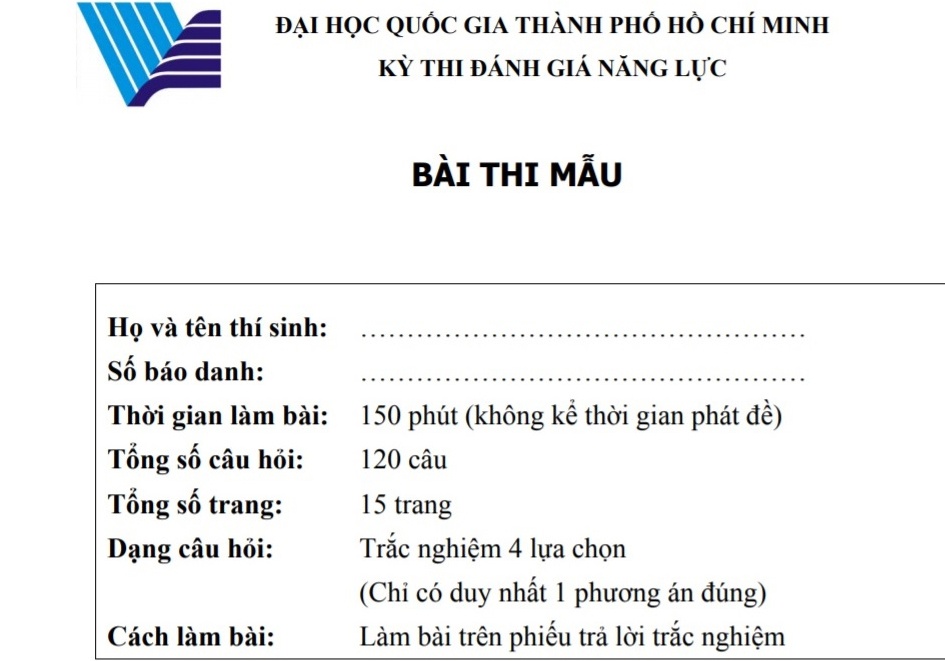 DH Quoc gia TP.HCM cong bo de thi mau danh gia nang luc hinh anh