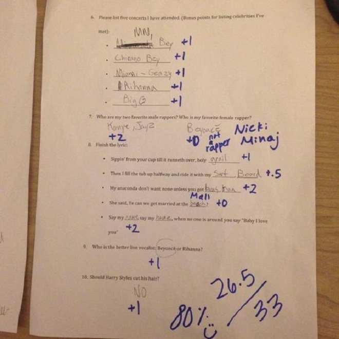 Đề thi mà Allie đã đưa cho bạn trai