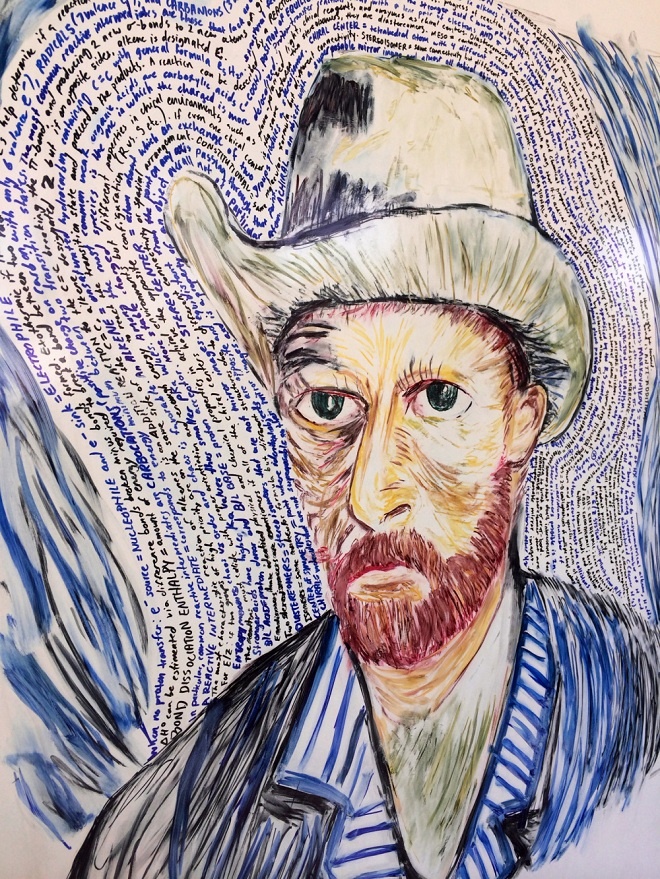 Chân dung họa sĩ Van Gogh được làm bằng ghi chú của môn Hóa học.