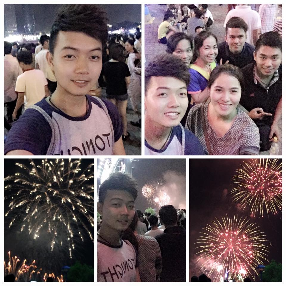 Hữu Thiện (BB&BG) và bạn bè cùng chiêm ngưỡng những màn pháo hoa đặc sắc tại Đà Nẵng