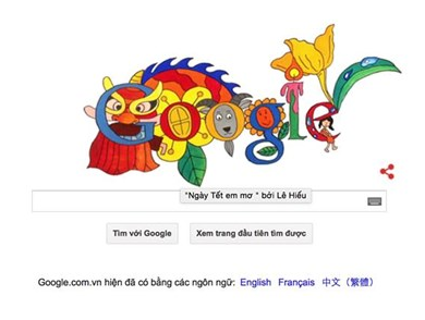Cau be 8 tuoi Viet duoc Google lay tranh lam logo hinh anh