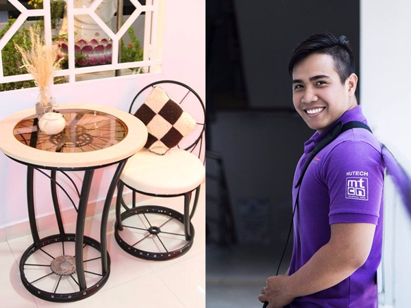 9X Sai thanh lam ban ghe bang xe dap cu hinh anh