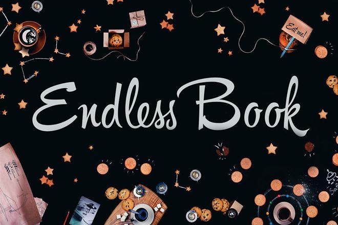 Phần bìa của Endless Book, cuốn sách vô tận.