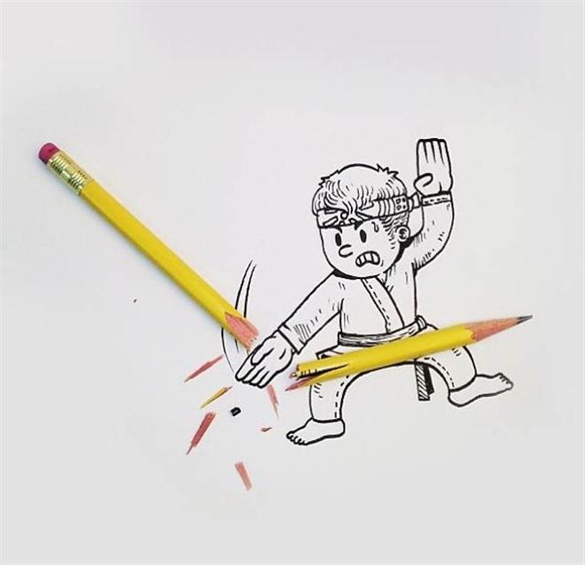 Cao thủ Karate chặt một phát gãy đôi bút chì.