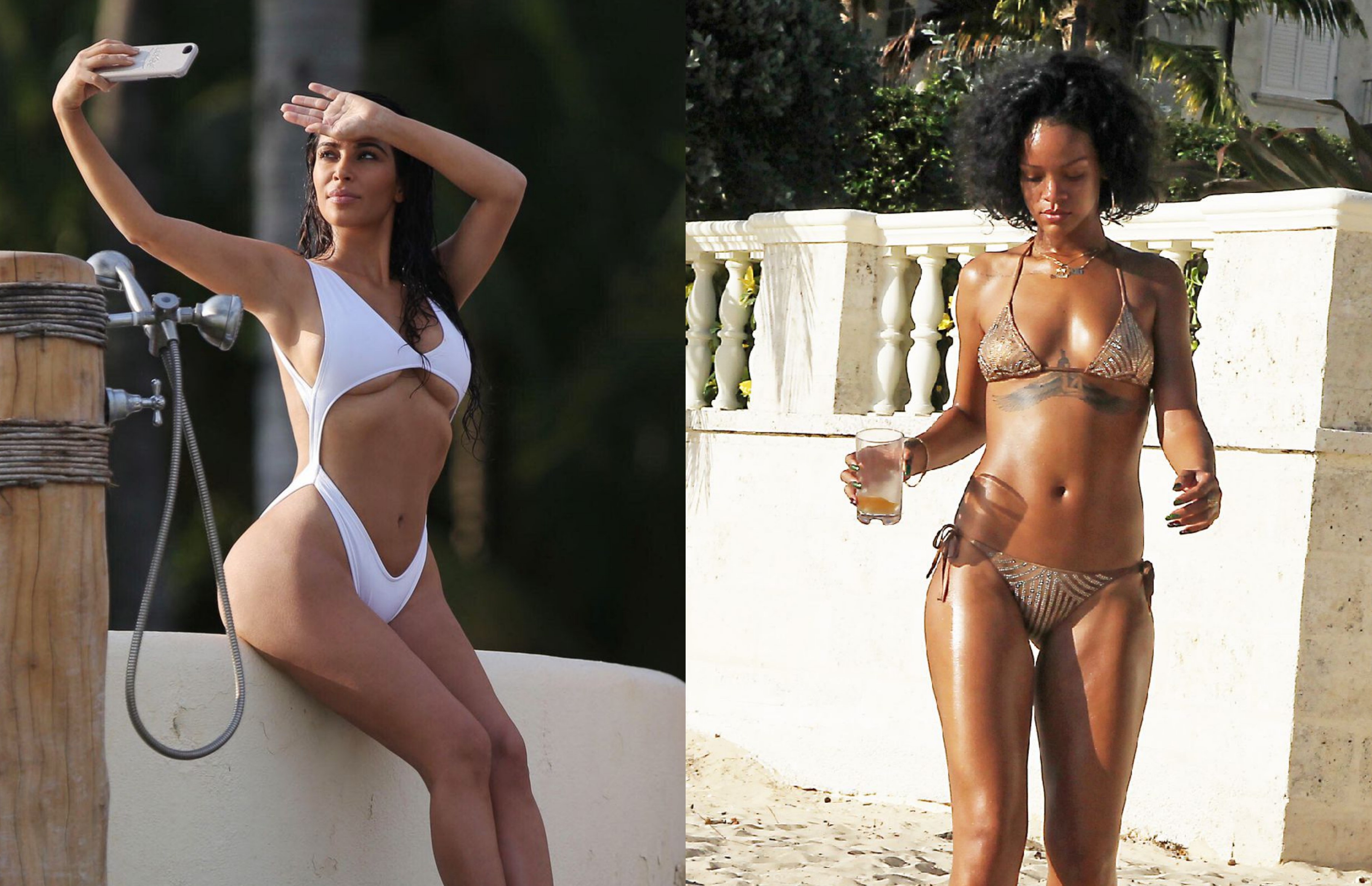 Kim Kardashian, Rihanna goi cam voi ao tam la mat hinh anh