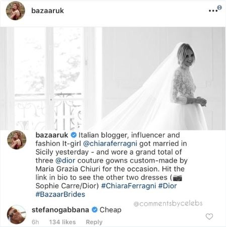 Nha thiet ke Stefano Gabbana bi chi trich vi che vay cuoi cua Blogger Chiara Ferragni anh 1