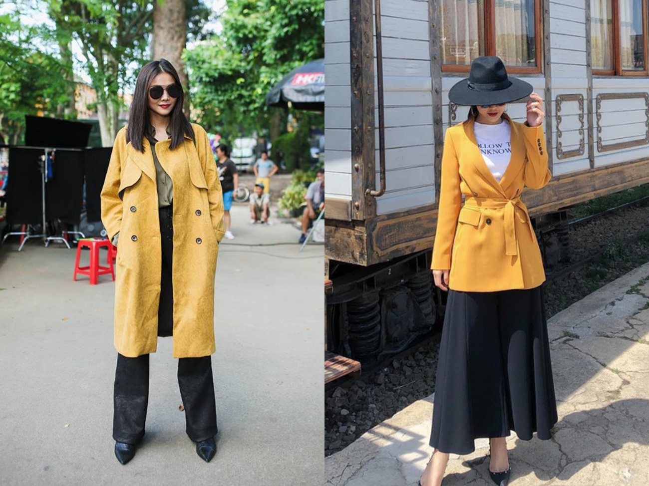 My nhan Viet goi y phoi trang phuc voi sac vang anh 5