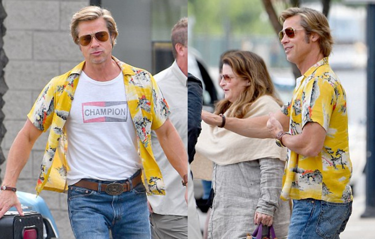 Brad Pitt mac ao sac so, vui ve tren phim truong bom tan moi hinh anh