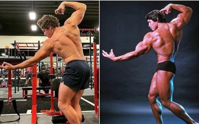 Con trai tai tu 'Ke huy diet' tao dang khoe co bap giong het cha hinh anh