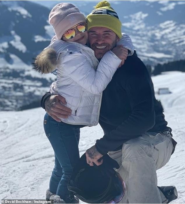 Gia dinh Beckham di truot tuyet anh 2