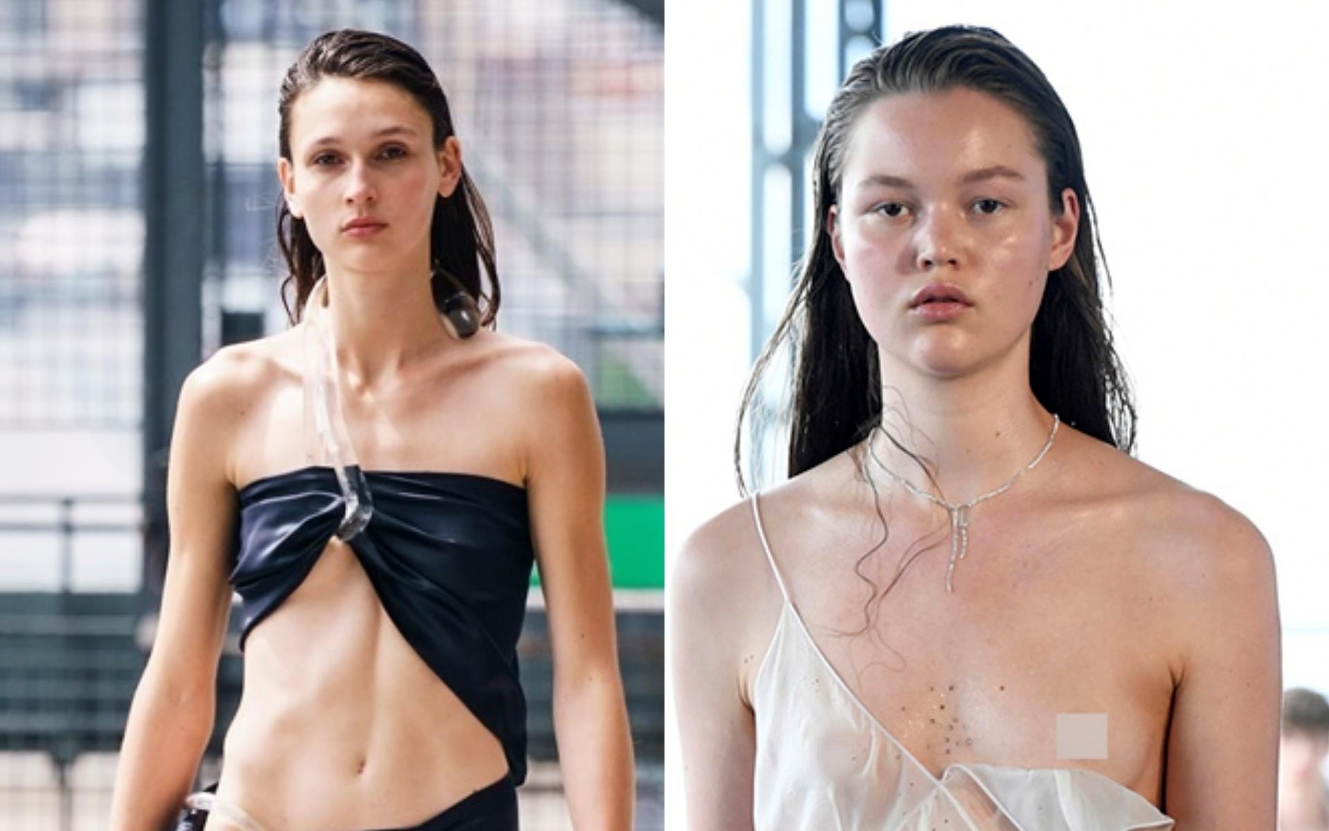 Nguoi mau tuot vay, lo nguc tren san dien thoi trang hinh anh