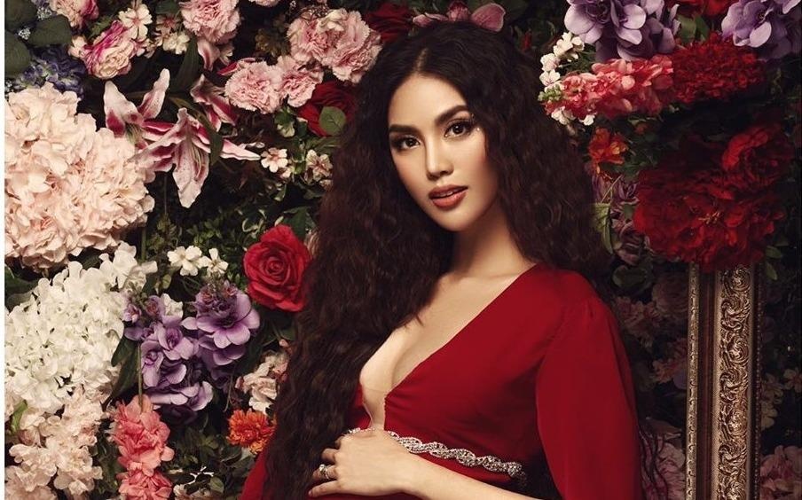 Lan Khue khoe bung bau 8 thang, ky niem mot nam lay chong giau co hinh anh