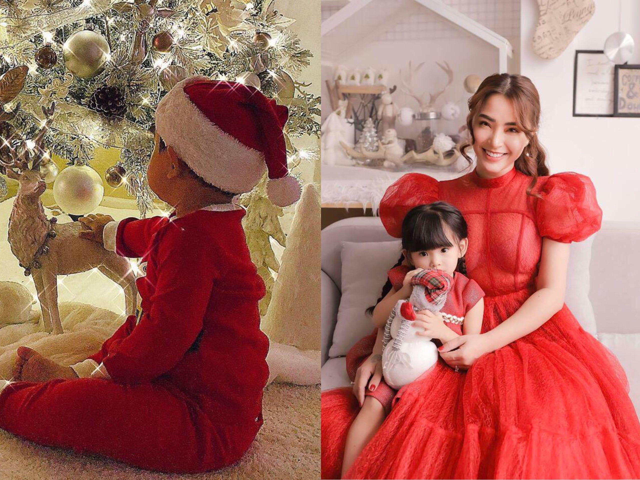 Pham Huong va dan sao Viet khoe anh ben gia dinh dip Giang sinh hinh anh