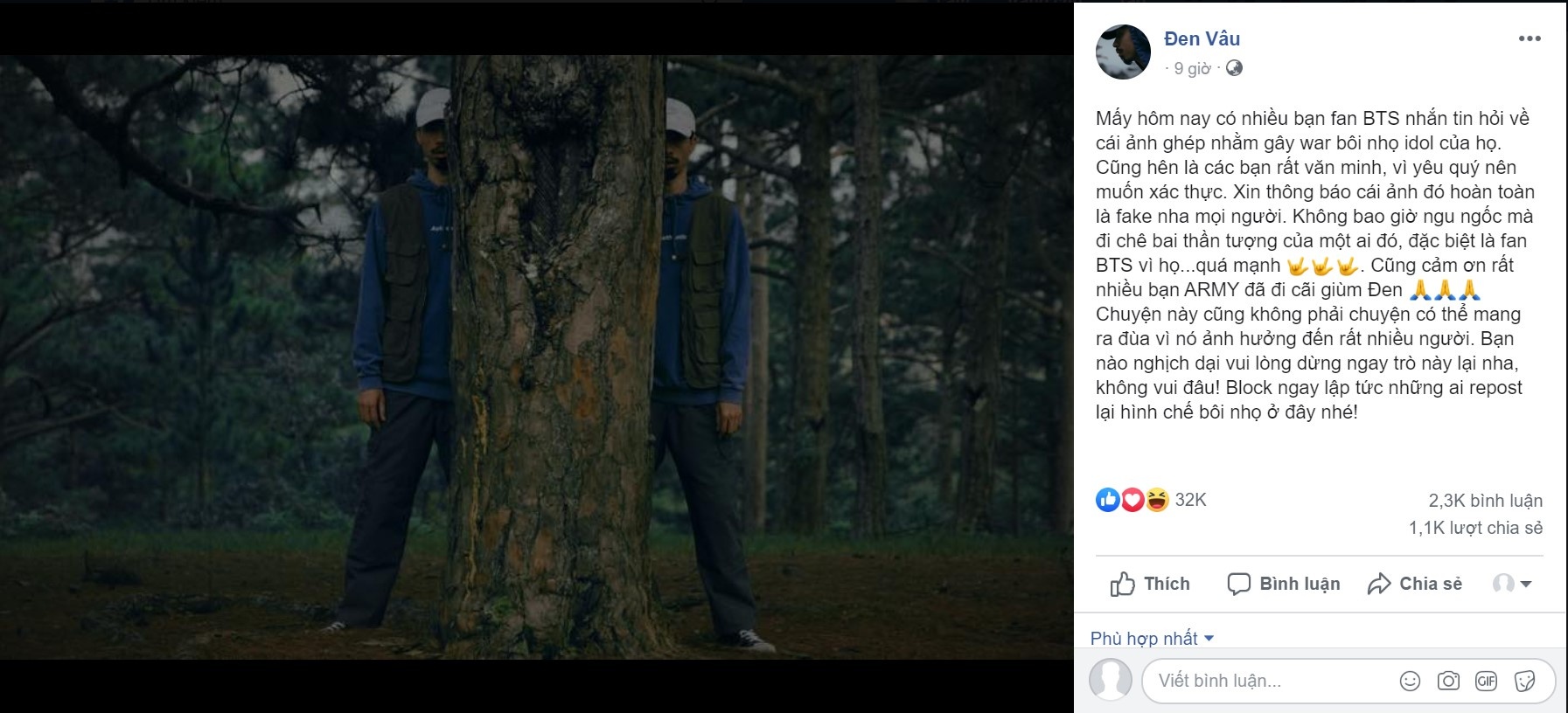 den vau len tieng ve tin xuc pham BTS anh 3