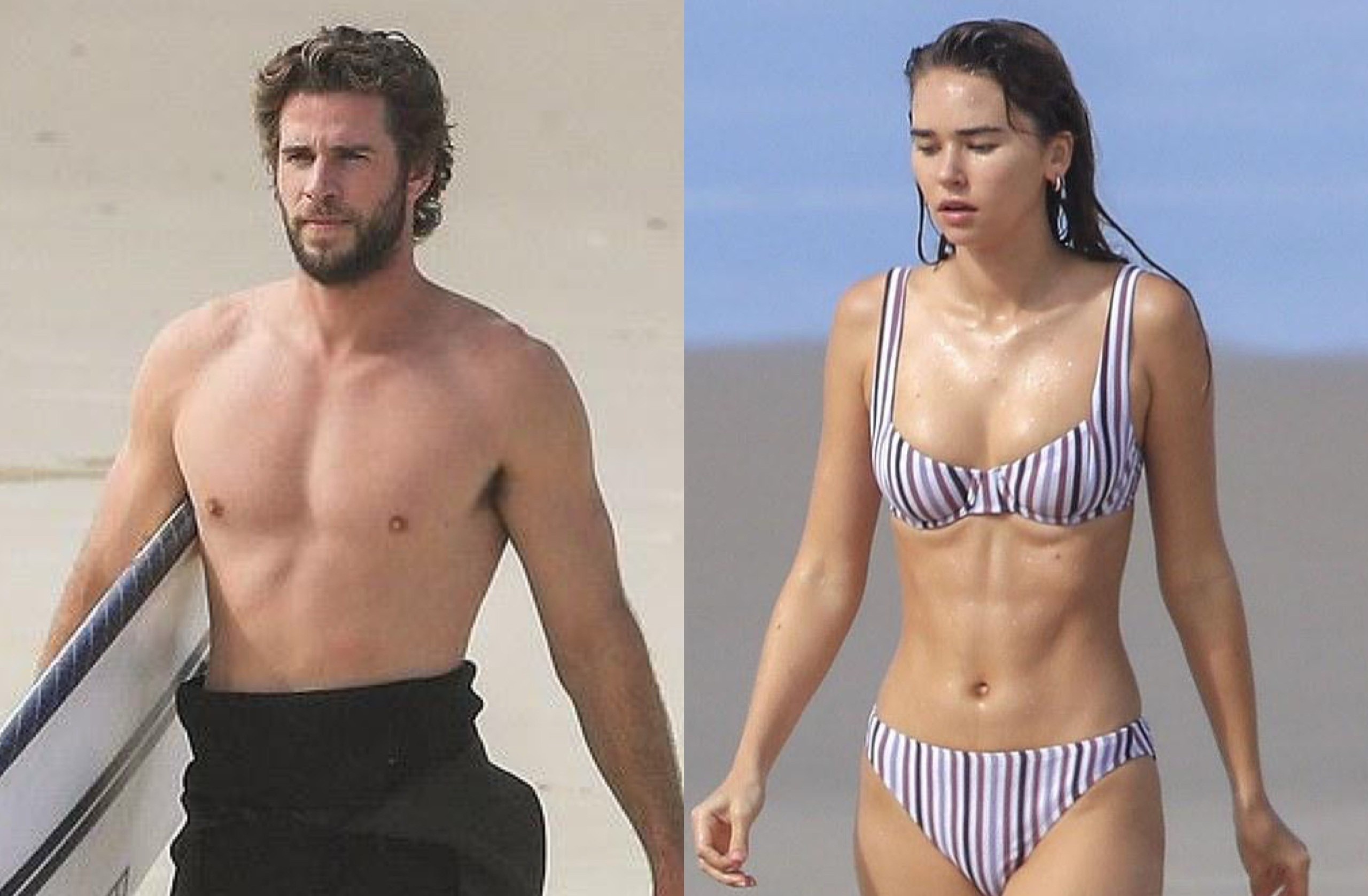 Liam Hemsworth va ban gai khoe hinh the tren bien hinh anh