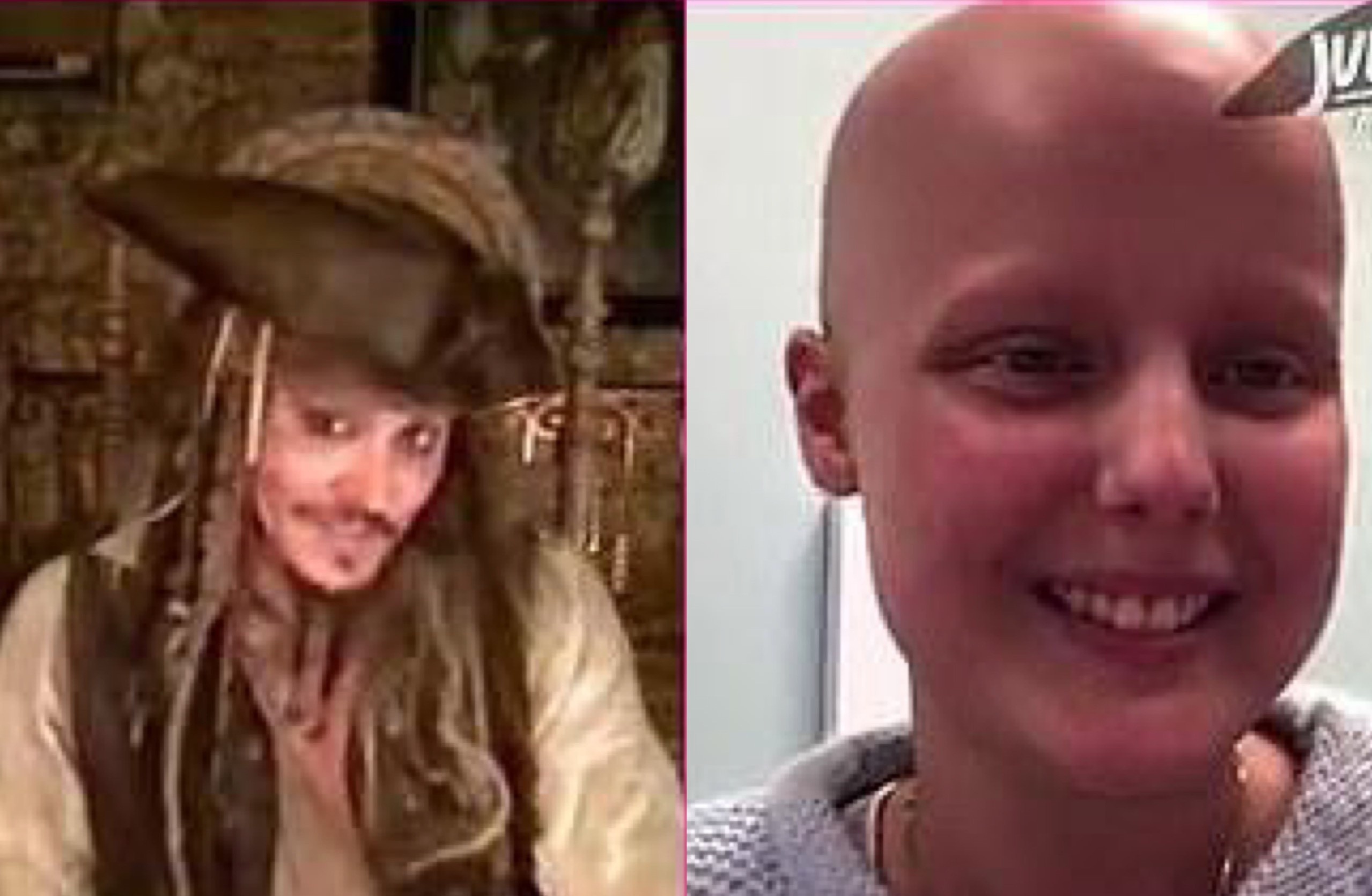 Johnny Depp tro chuyen voi benh nhi trong tao hinh Jack Sparrow hinh anh