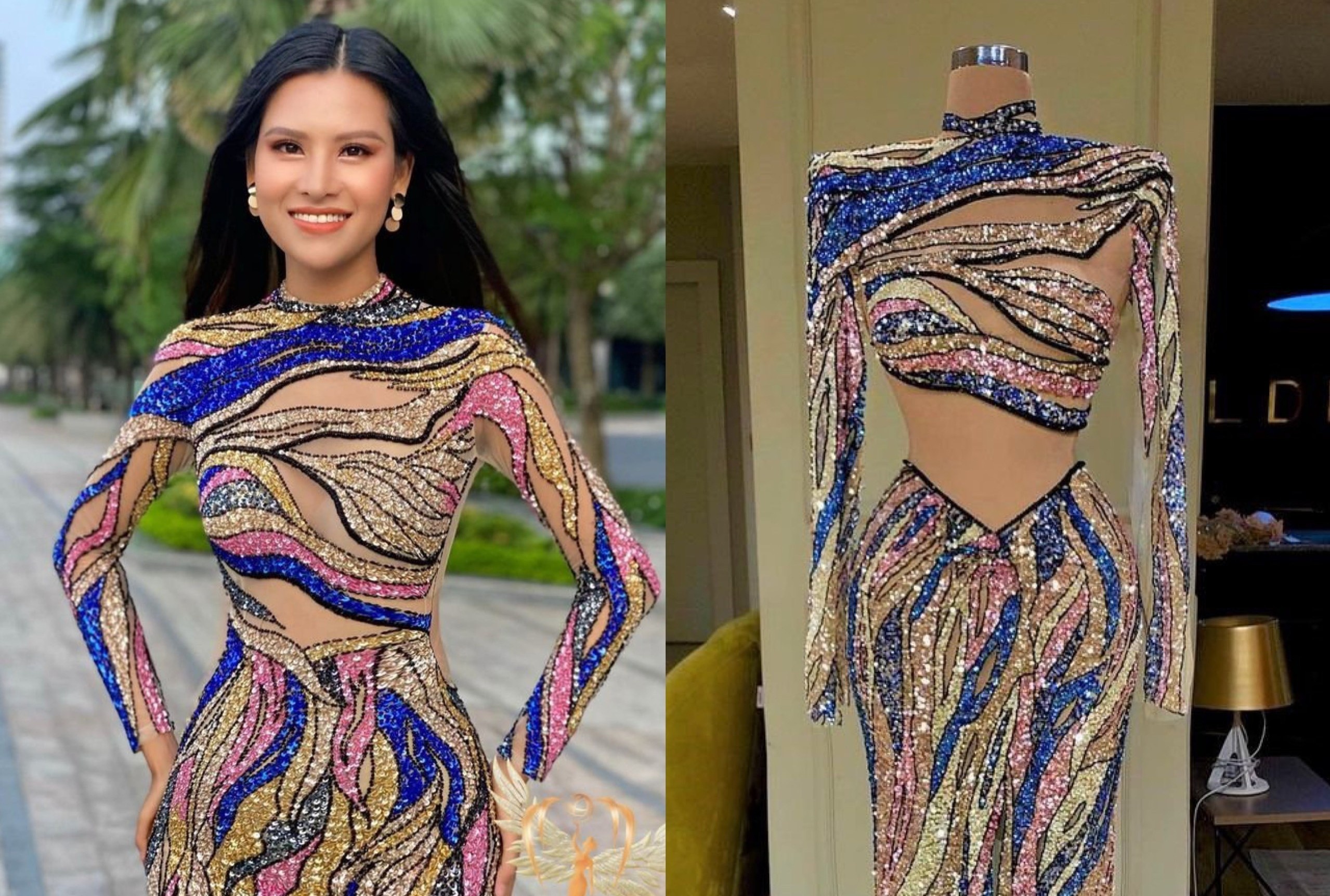 Thai Thi Hoa mac vay nhai tai Hoa hau Trai Dat 2020 hinh anh