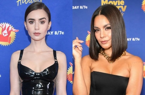 Lily Collins khoe vai tran tren tham do hinh anh