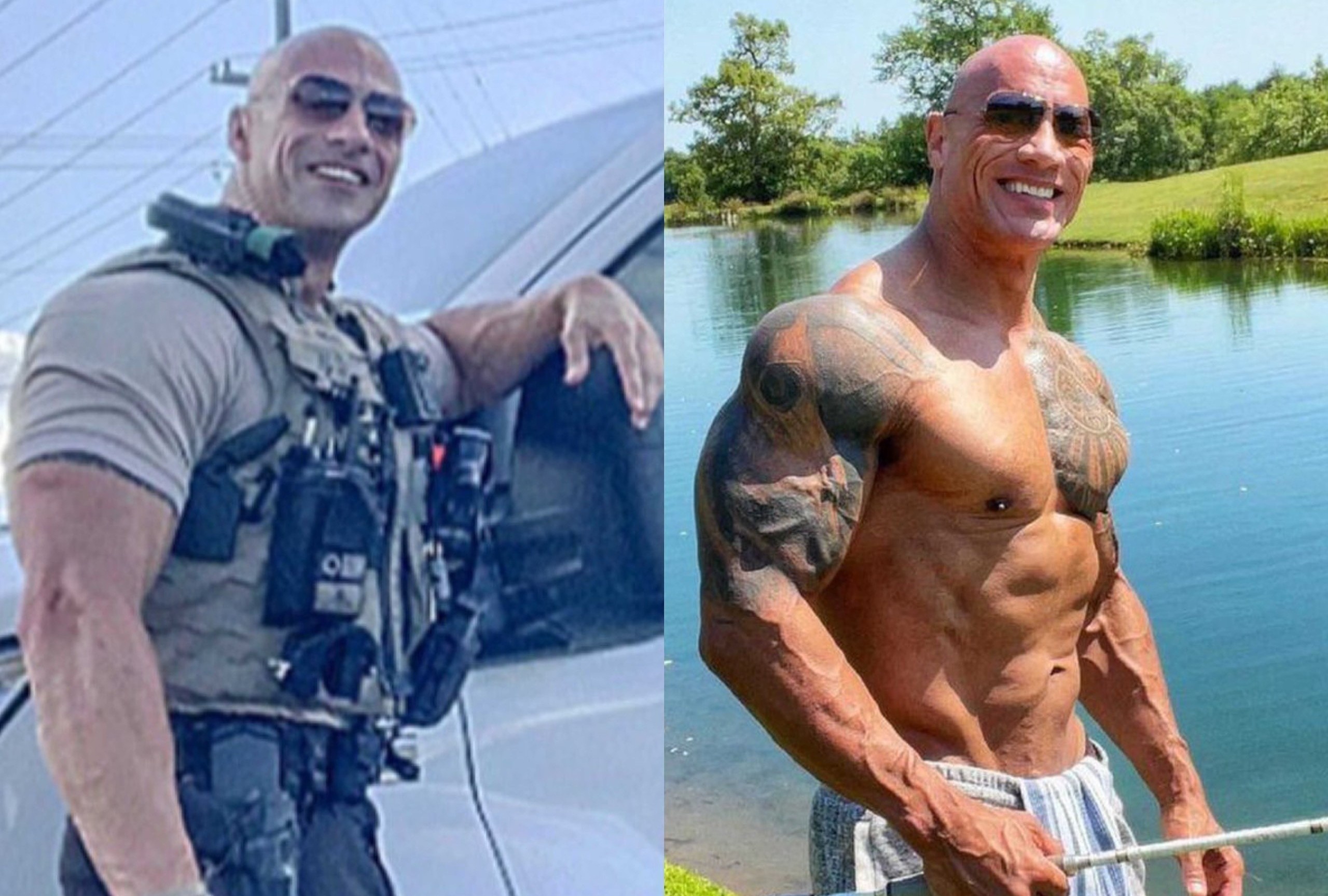 Phan ung cua The Rock ve canh sat co ngoai hinh co bap giong minh hinh anh