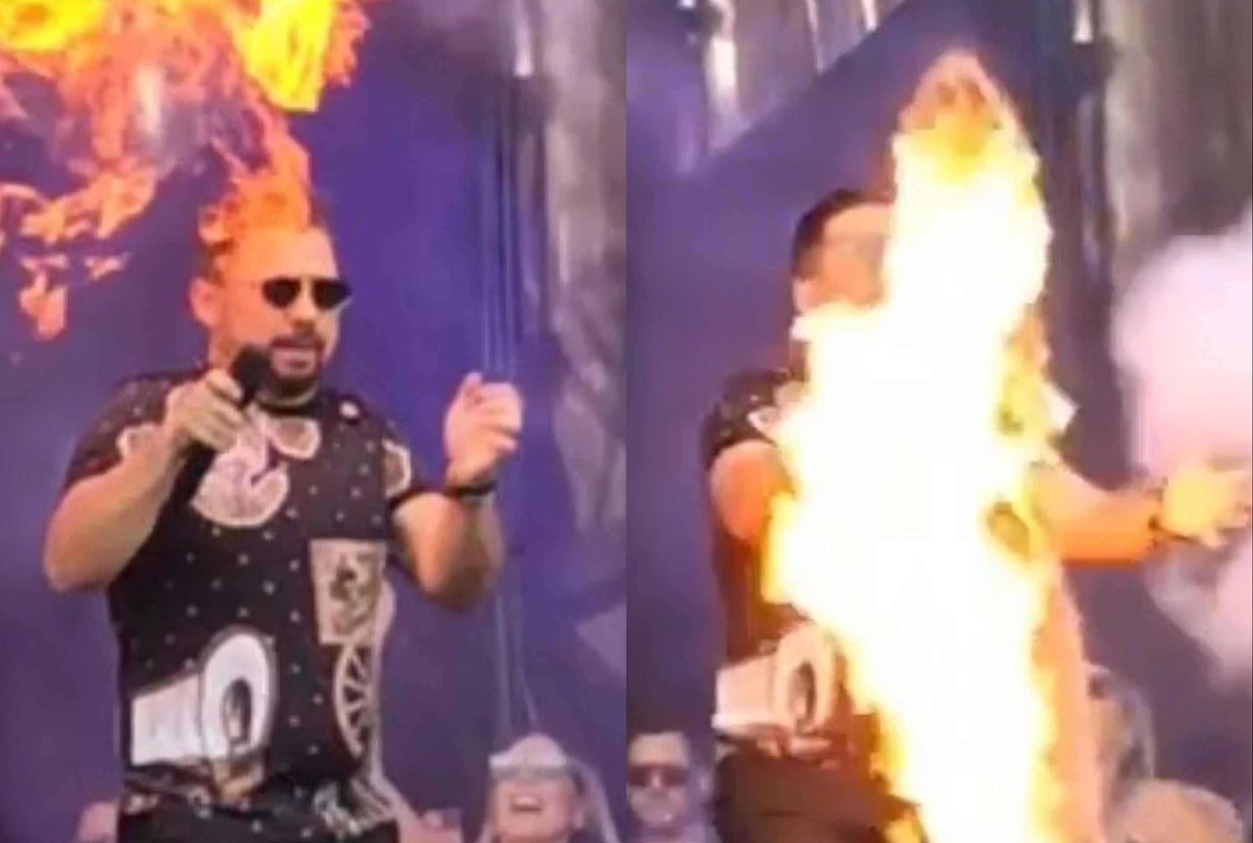 Ca si Brazil bi lua phut vao mat khi dang hat hinh anh