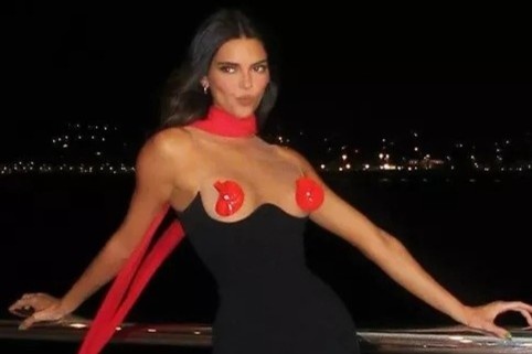 Kendall Jenner dien mot khoe mieng dan nguc hinh anh