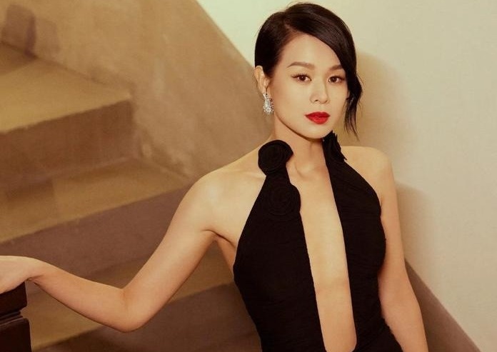 Ho Hanh Nhi mac vay xe nguc sau hinh anh