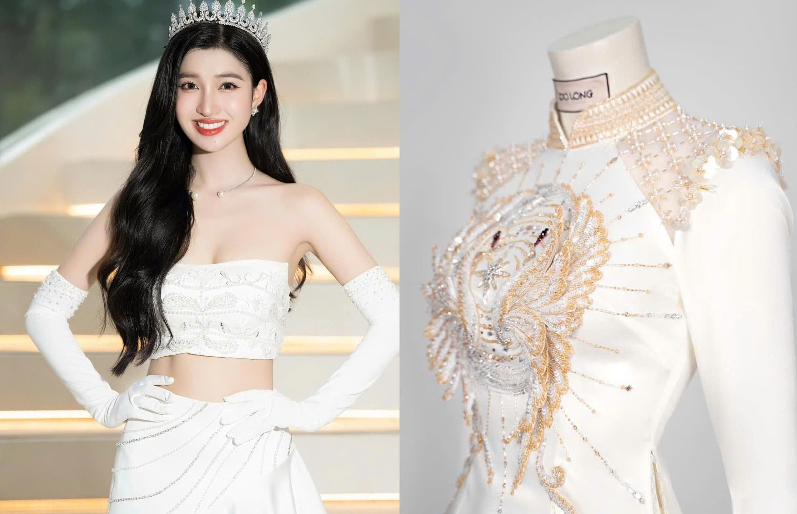 Ao dai dinh 200 vien da Swarovski cua Phuong Nhi hinh anh