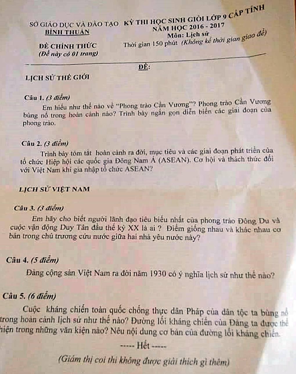 Nhầm đề thi học sinh giỏi ảnh 1 Nham de thi hoc sinh gioi anh 1