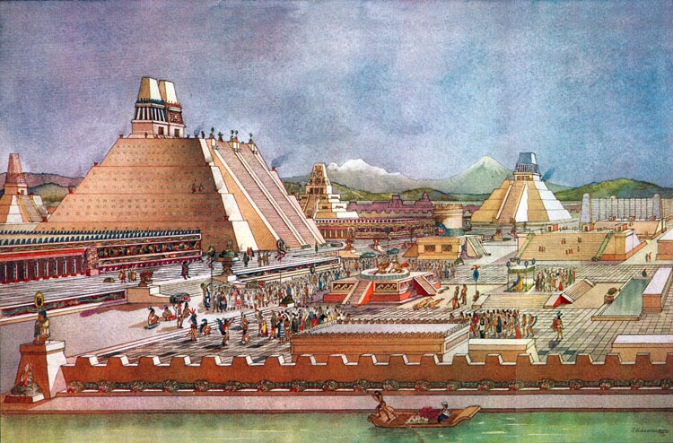 10. Tenochtitlan: Hình thành từ năm 1325, Tenochtitlan là thủ đô của người Mexico. Thành phố được xây dựng trên mặt nước này vô cùng ấn tượng và giàu có. Giống như Venice, thành phố này được nối bằng các kênh đào và chỉ có thể đi bằng thuyền hoặc đi bộ. Những tòa tháp và những công trình khổng lồ vươn lên khỏi mặt nước, cư dân có thừa nước sạch để sử dụng hàng ngày. Tại đây có rất nhiều đền đài, các công trình công cộng, lâu đài và thậm chí cả sở thú.