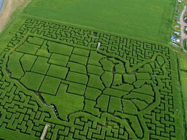 Mê cung của trang trại Sever, Minnesota  Mê cung này nằm ngay ngoại ô Twin Cities của Minnesota và đã khiến ngay cả những người giỏi nhất gặp khó khăn trong việc tìm lối ra. Đường đi của mê cung được tạo hình theo bản đồ thế giới, biểu tượng Viking của Minnesota… bạn sẽ vừa được giải trí, vừa được động não cũng như trải nghiệm cảm giác thích thú tuyệt vời mê cung này đem lại.