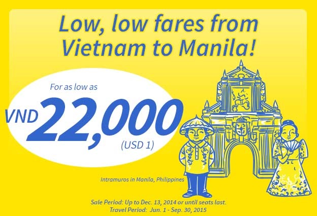 Vé từ Việt Nam tới Manila, thủ đô của Phillipines, chỉ có 22.000 đồng.