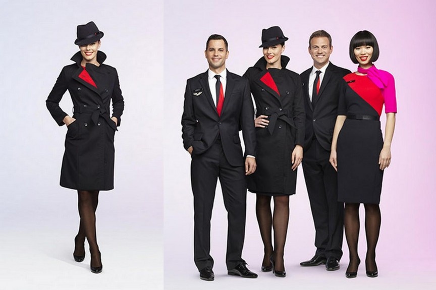 6. Hãng Qantas: Bộ đồng phục màu đen ôm sát với những mảng màu đỏ và hồng nổi bật khiến các nữ tiếp viên của hãng trở nên duyên dáng, thanh lịch, thời trang, gợi cảm nhưng vẫn vô cùng chuyên nghiệp.