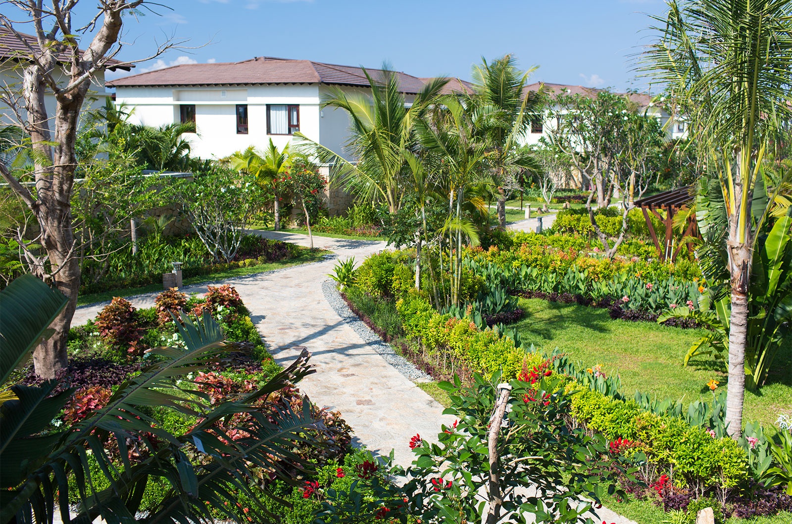 Thiết kế rộng mở với các vườn cây xanh xen giữa những biệt thự đem lại cho các cặp đôi sự riêng tư, thoải mái.