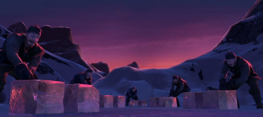 Cảnh khai thác băng ở đầu bộ phim.