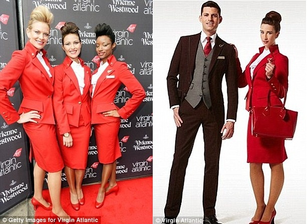 Virgin Atlantic: Bộ đồng phục màu đỏ nổi bật của hãng do Vivienne Westwood thiết kế được tung ra vào tháng 9 năm 2014. Bộ đồ đã nhận được nhiều lời phàn nàn của các tiếp viên rằng nó quá chật và đôi giày khiến chân họ phồng rộp. Ngoài ra, các tiếp viên còn cho biết cạp váy quá cao và cổ áo quá chật khiến họ gặp khó khăn trong quá trình làm việc.