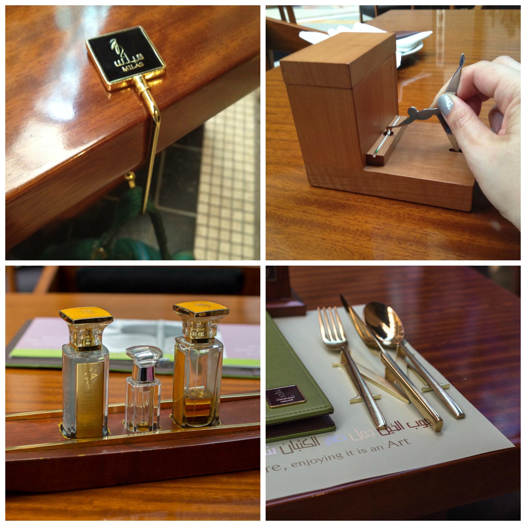 Dao dĩa bằng vàng: Và tất nhiên, dao dĩa cùng các vật dụng nhỏ như móc treo ví, lọ gia vị đều được dát vàng.