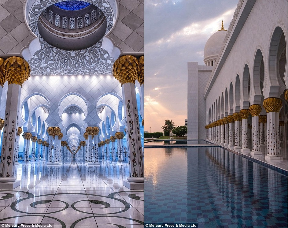 Bên trong thánh đường được ốp đá cẩm thạch trắng tạo vẻ tinh khiết, thoát tục, với những họa tiết tinh xảo, trang nhã.