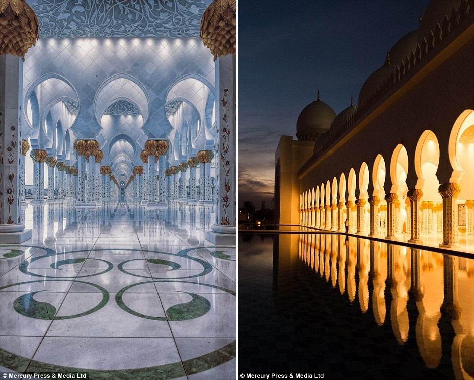 Julian cho biết: “Nhà thờ Sheikh Zayed có rất nhiều góc chụp đẹp, từ nội thất bên trong tới các mái vòm, tháp nhỏ và đài phun nước, những hàng cột với họa tiết hoa lá tranng nhã”. 