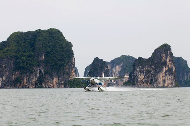 Thủy phi cơ của Công ty cổ phần hàng không Hải Âu hoạt động trên vịnh Hạ Long - Ảnh do Công ty cổ phần hàng không Hải Âu cung cấp.